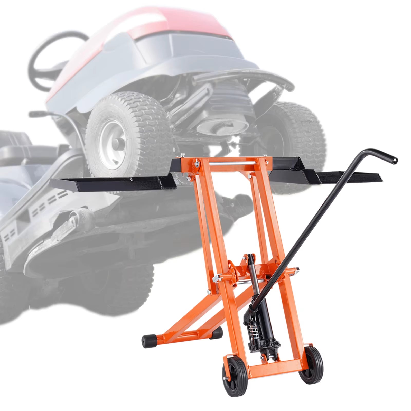 Lawn Mower Lift with Hydraulic/Threaded Jack, 500/880 Lbs Adjustable Movable Lawn Lifter for Lawn Mower Garden Tractor