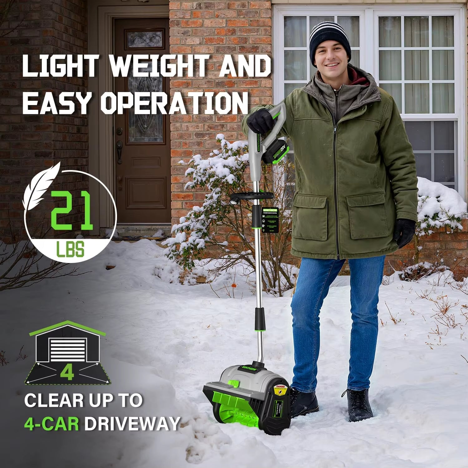 Brushless Cordless Snow Shovel, 13.5' Electric Snow Blower with 4.0Ah Battery, 25FT Throw Distance for Driveway, Steps, Patio