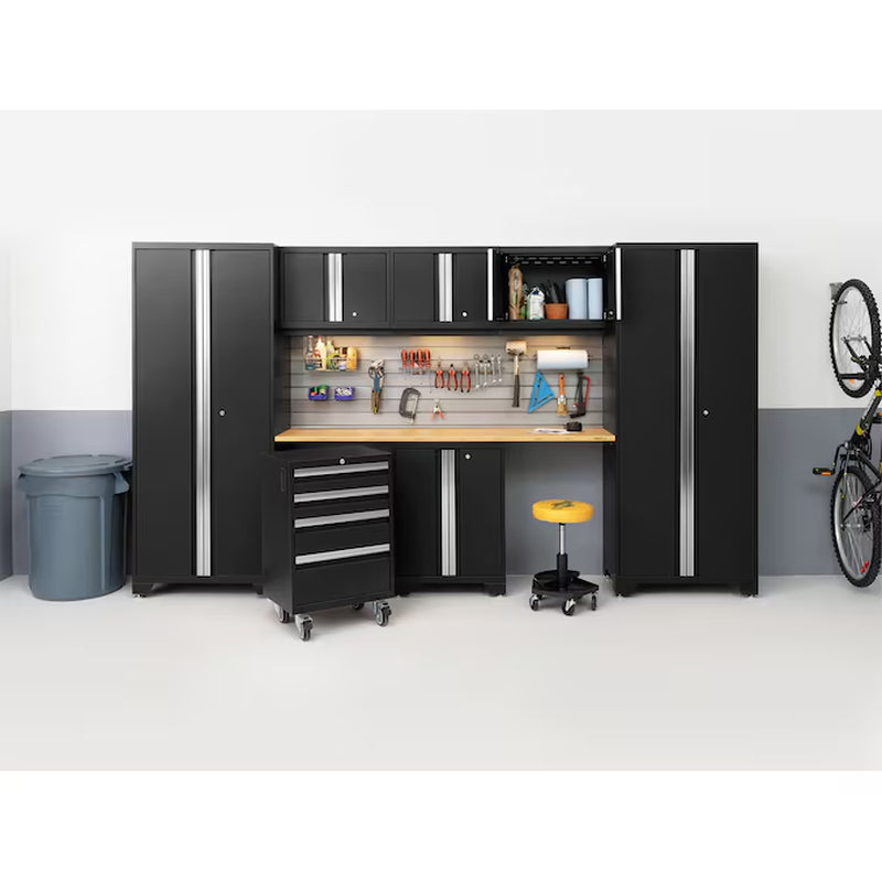 132-In W X 76.75-In H X 18-In D 8 -Cabinets Steel Black Garage Storage System