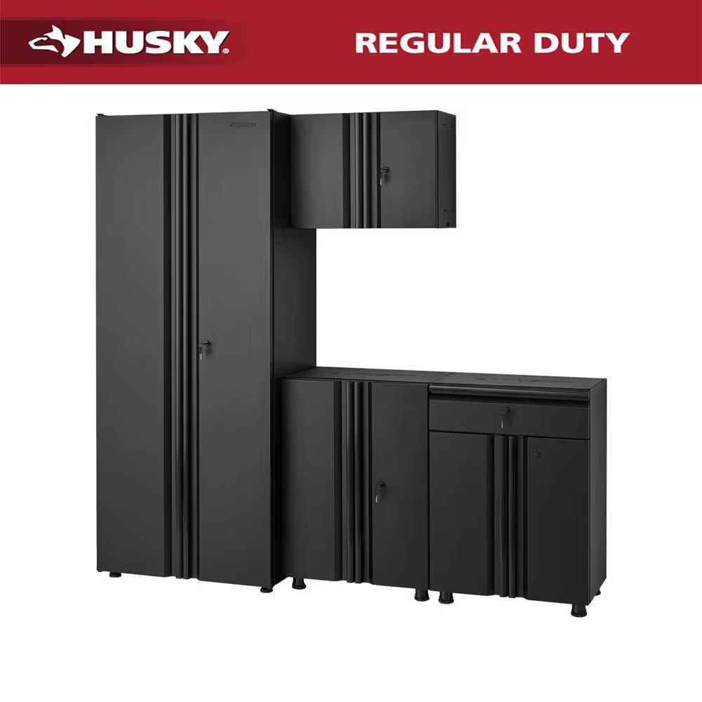 4-Piece Regular Duty Welded Steel Garage Storage System in Black