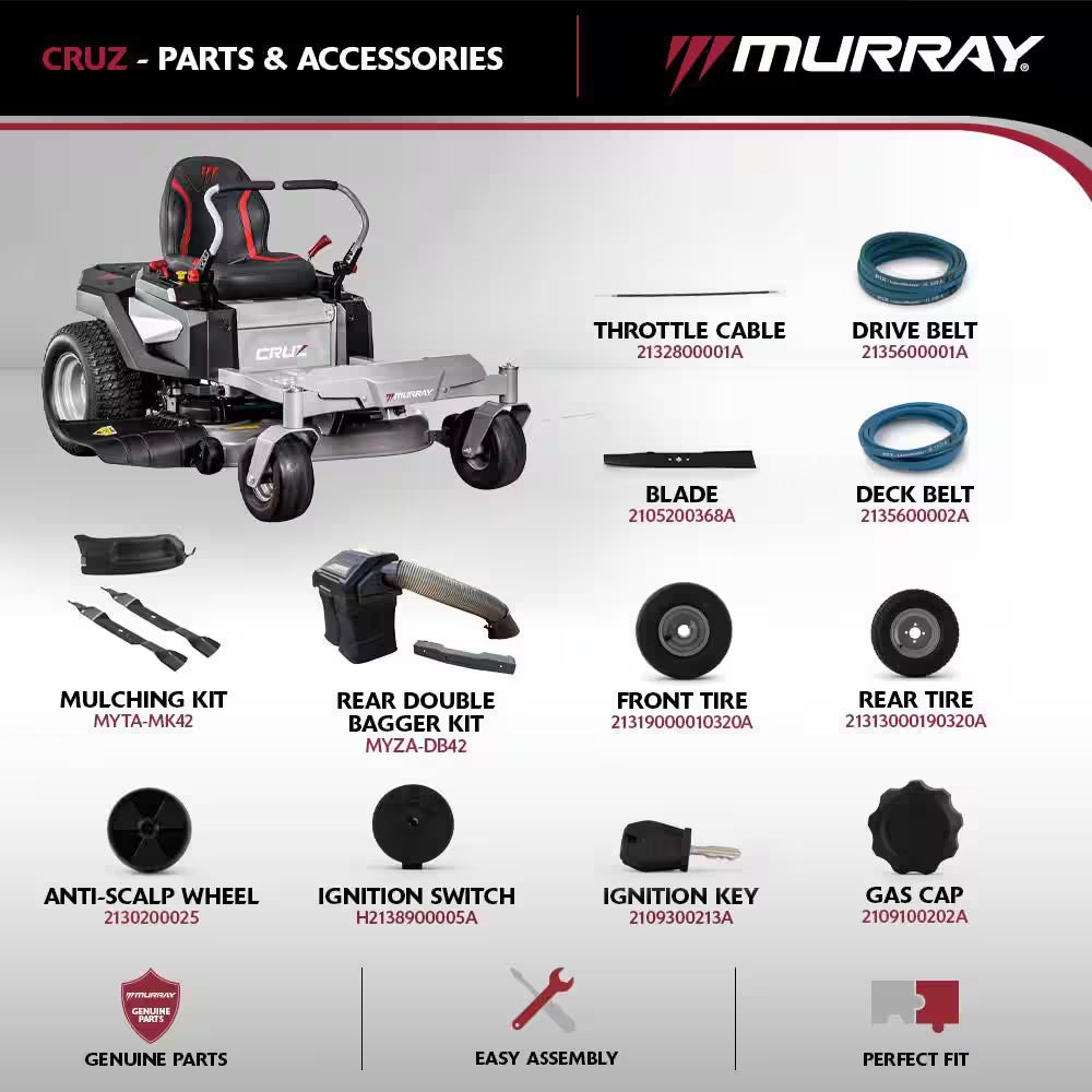 Cruz 42 In. 19.0 HP 540Cc EX1900 Series Briggs and Stratton Engine Dual Hydrostatic Drive Gas Zero Turn Mower