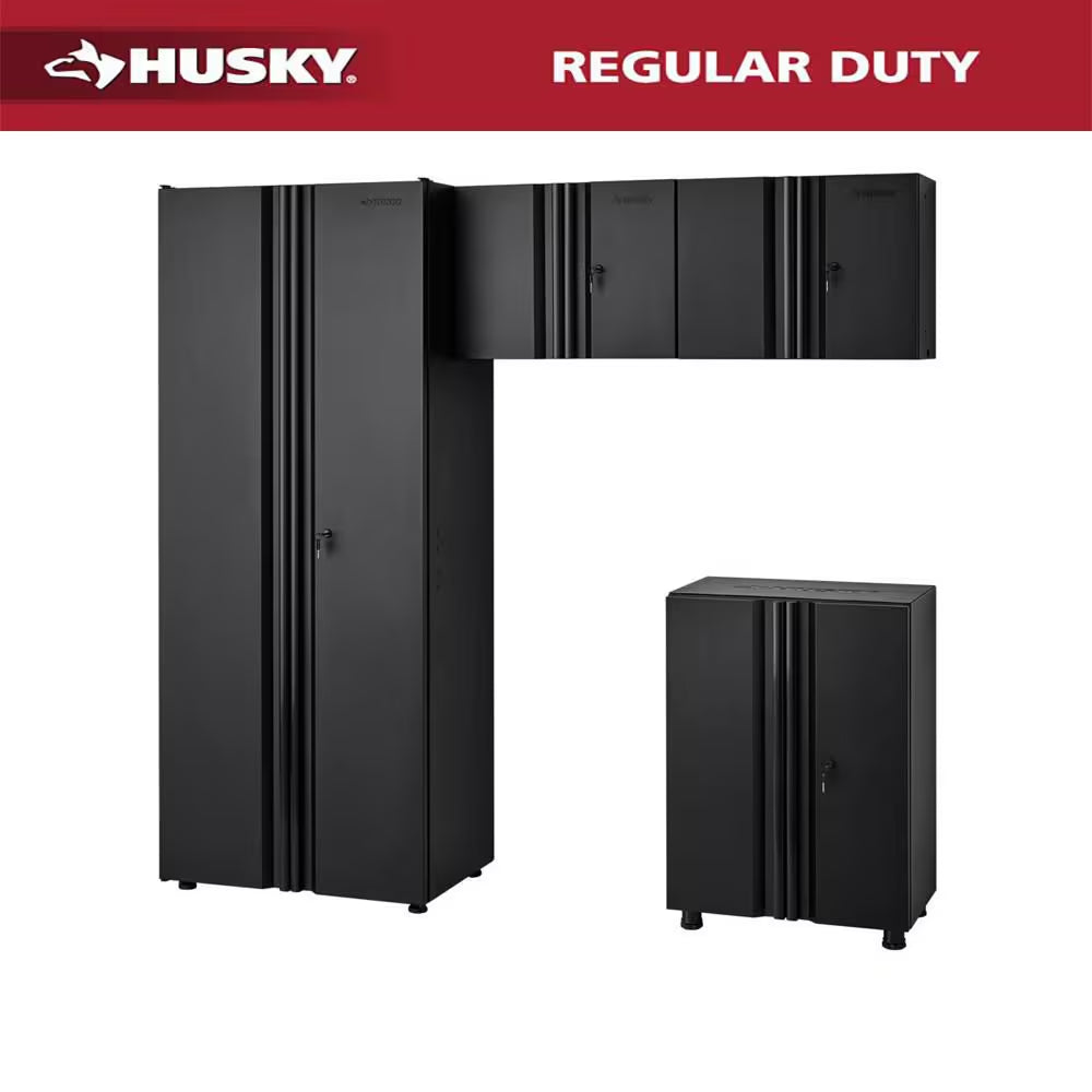 4-Piece Regular Duty Welded Steel Garage Storage System in Black