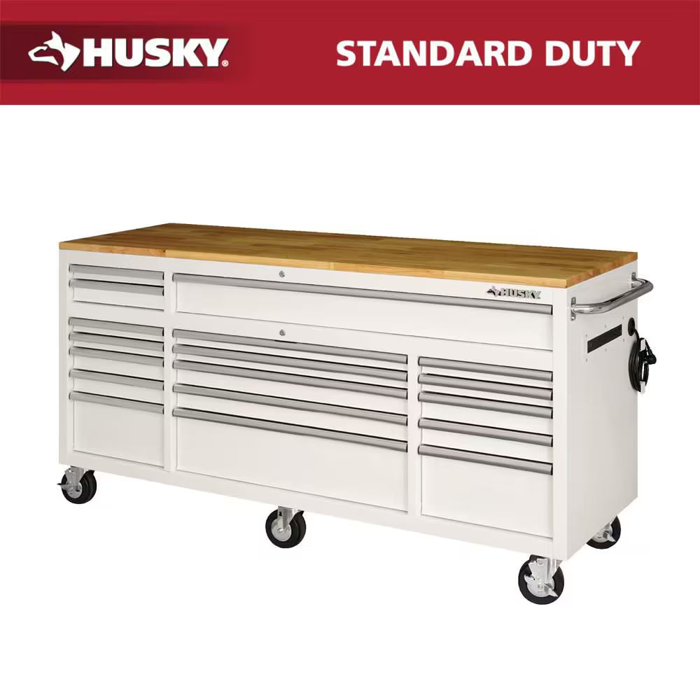 Tool Storage 72 In. W Standard Duty Gloss White Mobile Workbench Tool Chest