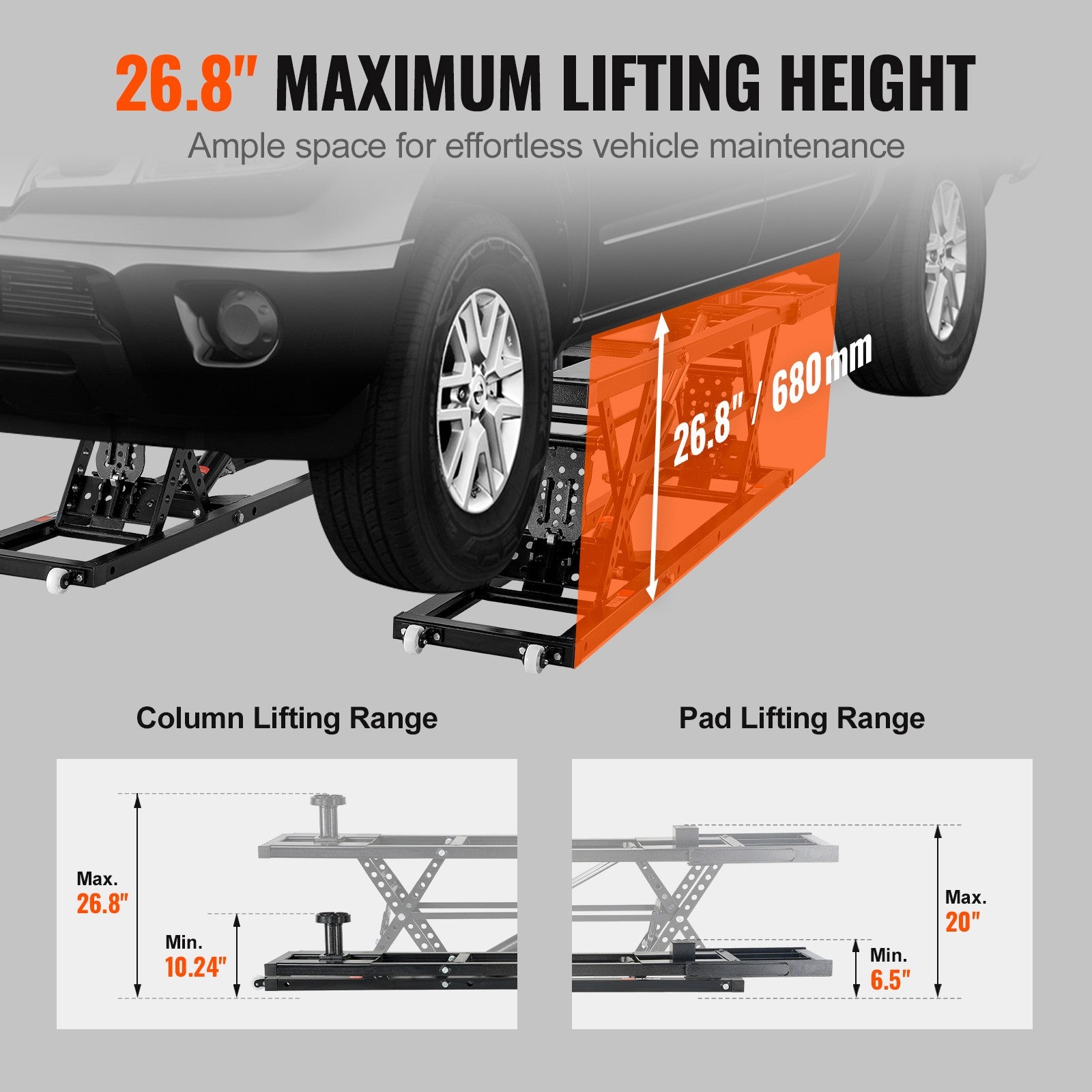 Authentic Portable Car Lift 7000LBS Automatic Jack System 10.2-26.8" Home Garage