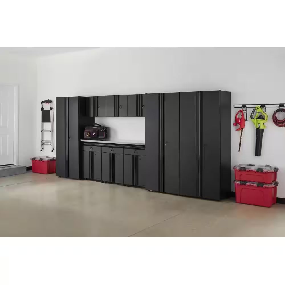 10-Piece Regular Duty Welded Steel Garage Storage System in Black (163.5 In. W X 75 In. H X 19.6 In. D)