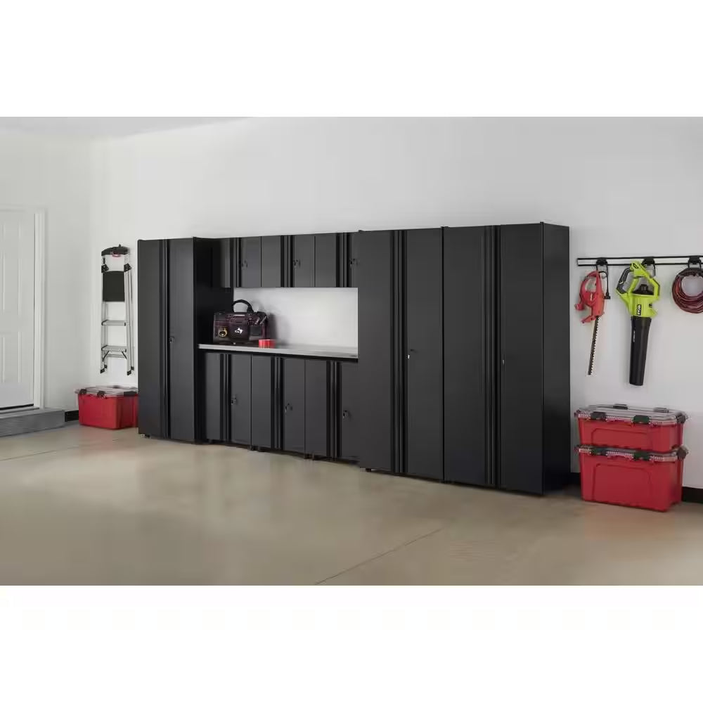 10-Piece Regular Duty Welded Steel Garage Storage System in Black (163.5 In. W X 75 In. H X 19.6 In. D)