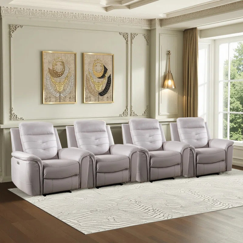 Alverez 39.4" Wide Modern Overstuffed Top Vegan Leather Power Recliner Chair with USB (Set of 4)