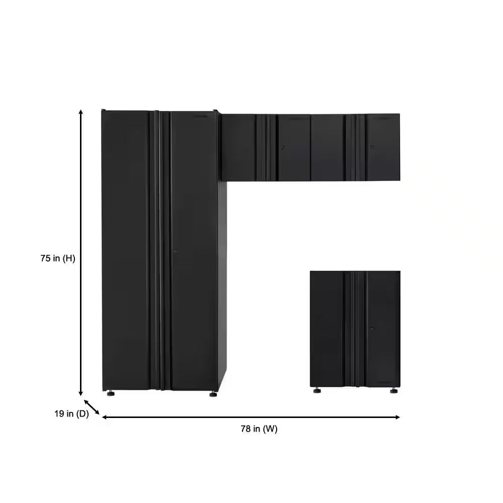 4-Piece Regular Duty Welded Steel Garage Storage System in Black