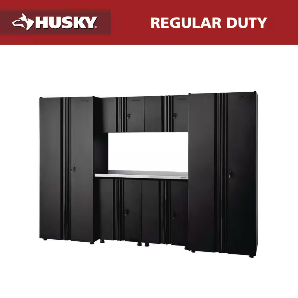7-Piece Regular Duty Welded Steel Garage Storage System in Black (109 In. W X 75 In. H X 19.6 In. D)
