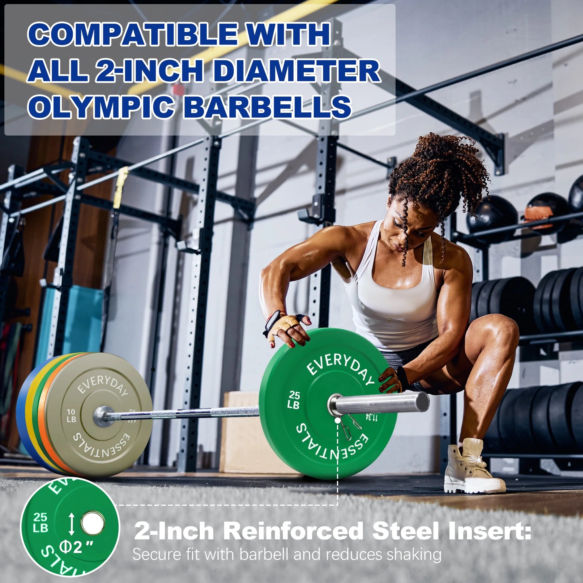 2" Olympic Bumper Plate Weight Plate Set with 7FT Barbell