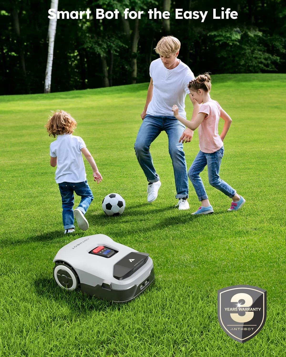 Genie 3000 Robotic Lawn Mower Covers up to 0.9 Acres, Full Band RTK + 4-Eye Vision, AI Smart Obstacle Avoidance & Lawn Maintenance