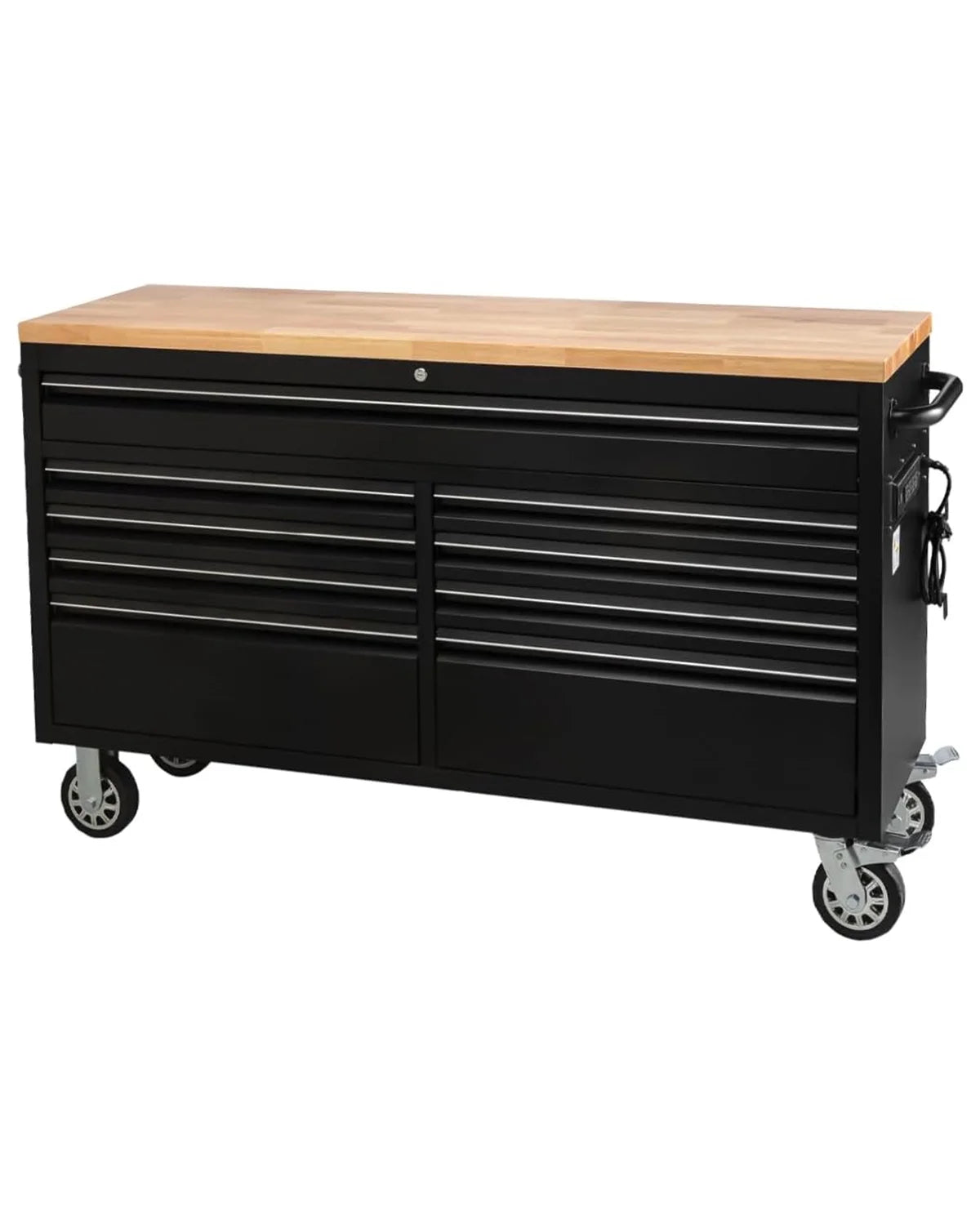 61" Rolling Tool Chest with 9 Drawers, Lockable Tool Cabinet with Wheels, Mobile Workbench for Garage and Workshop Storage, Large Rolling Tool Chest