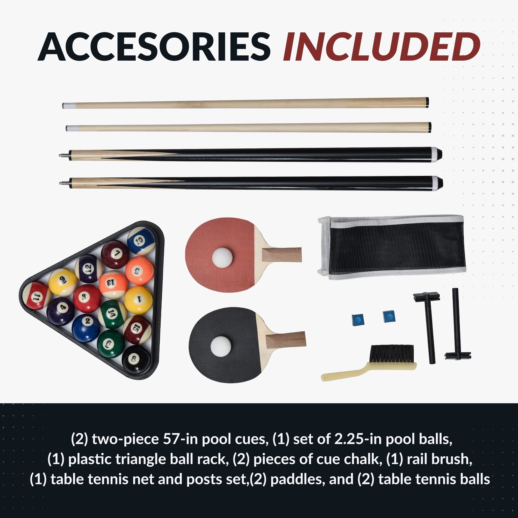 Newport 7-Ft Pool Table Combo Set with Benches - Rustic Gray Finish