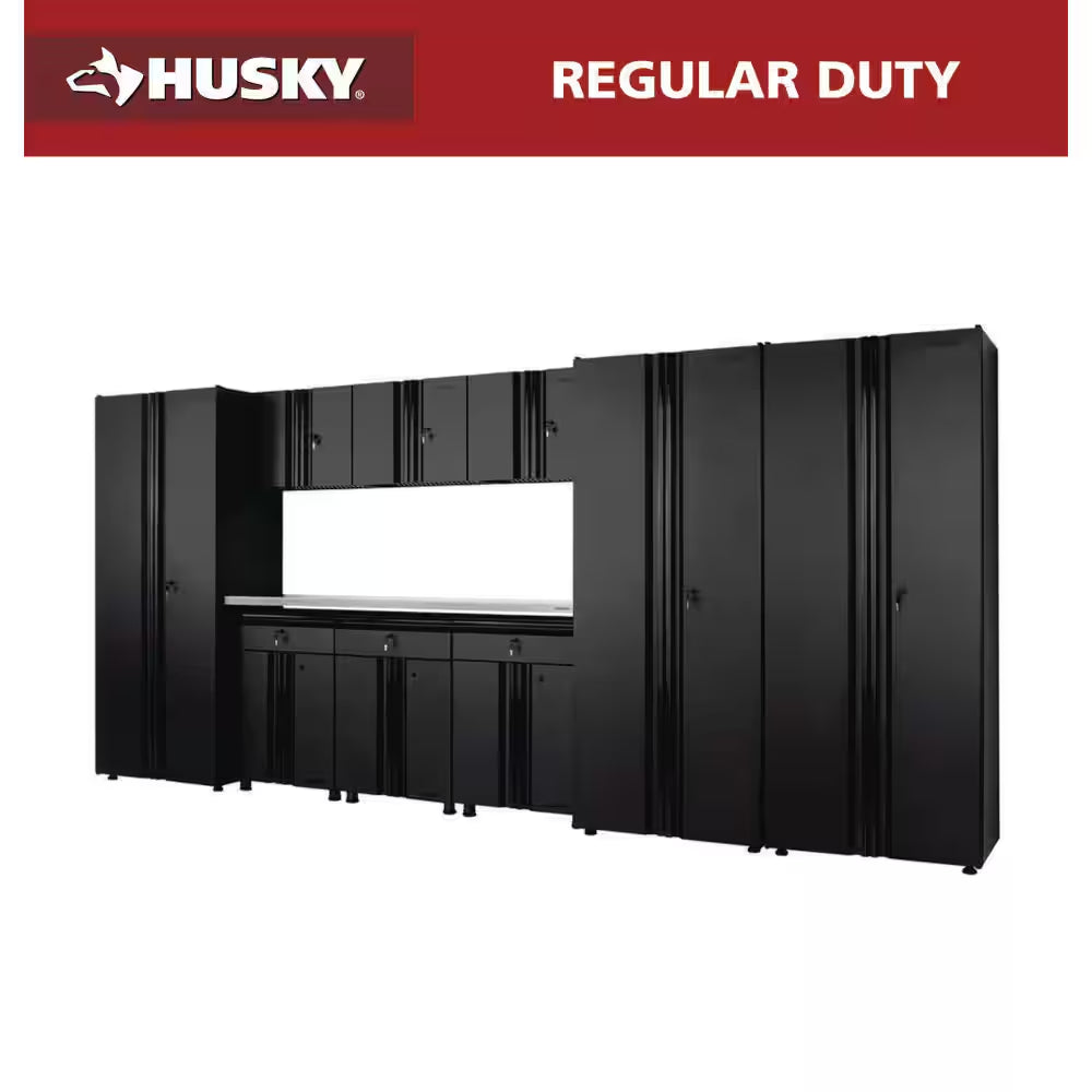 10-Piece Regular Duty Welded Steel Garage Storage System in Black (163.5 In. W X 75 In. H X 19.6 In. D)