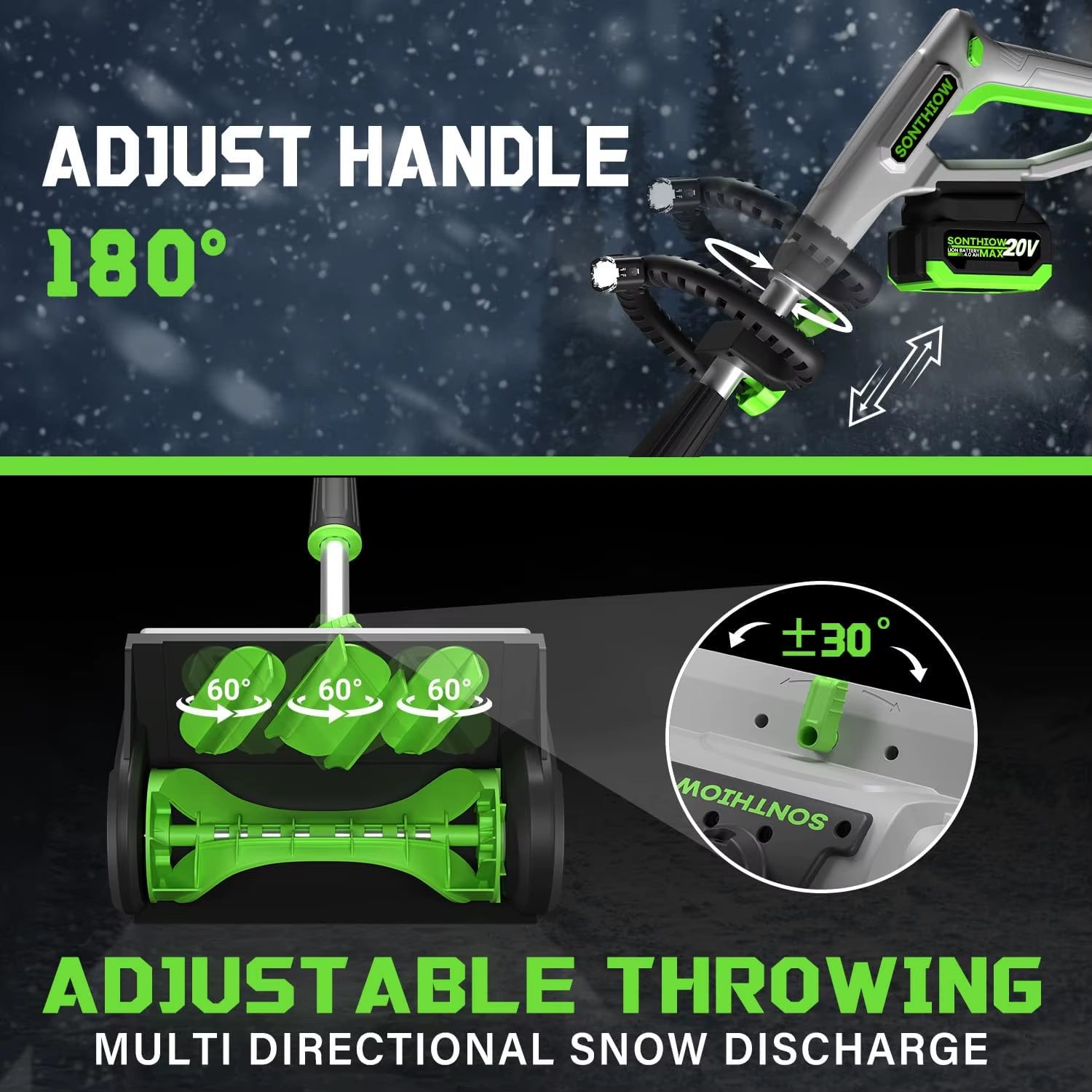 Brushless Cordless Snow Shovel, 13.5' Electric Snow Blower with 4.0Ah Battery, 25FT Throw Distance for Driveway, Steps, Patio