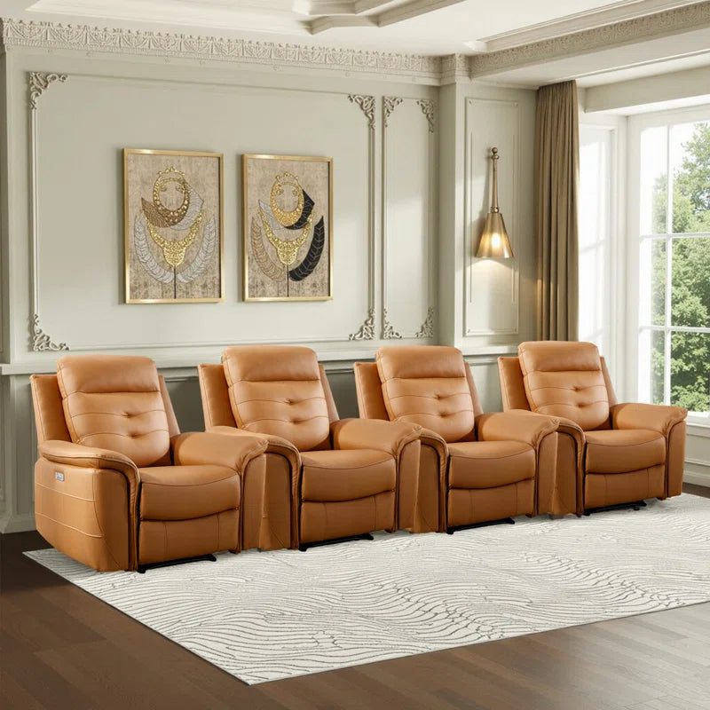 Alverez 39.4" Wide Modern Overstuffed Top Vegan Leather Power Recliner Chair with USB (Set of 4)