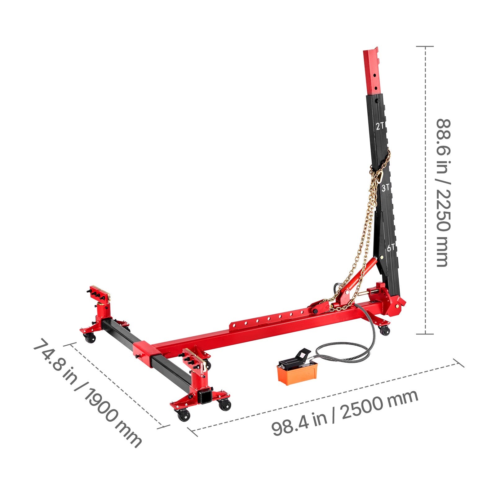 Uimoso Auto Body Frame Puller Straightener 6T Car Frame Machine 6000PSI Foot Pum