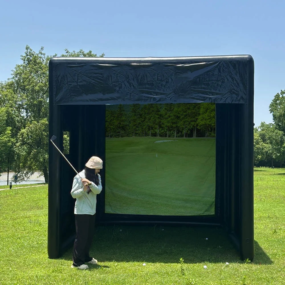 Portable Inflatable Golf Simulator Set - 13X10Ft Dual - Use (Indoor & Outdoor) Golf Practice Swing System with Inflatable Tent & Pump
