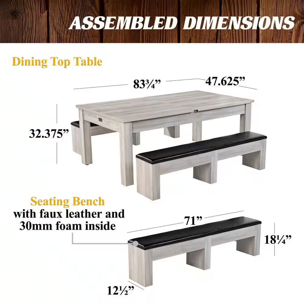Monteray 7' Drop Pocket Pool Table, 3-In-1 Dining Top and Table Tennis with Game Accessories