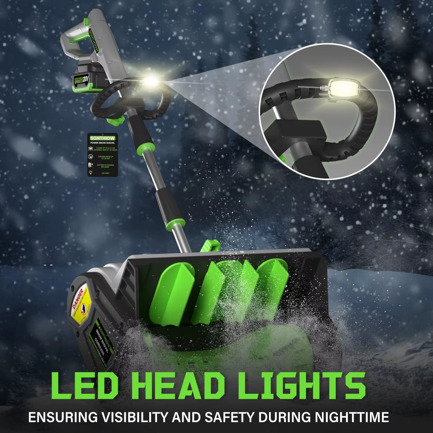 Brushless Cordless Snow Shovel, 13.5' Electric Snow Blower with 4.0Ah Battery, 25FT Throw Distance for Driveway, Steps, Patio